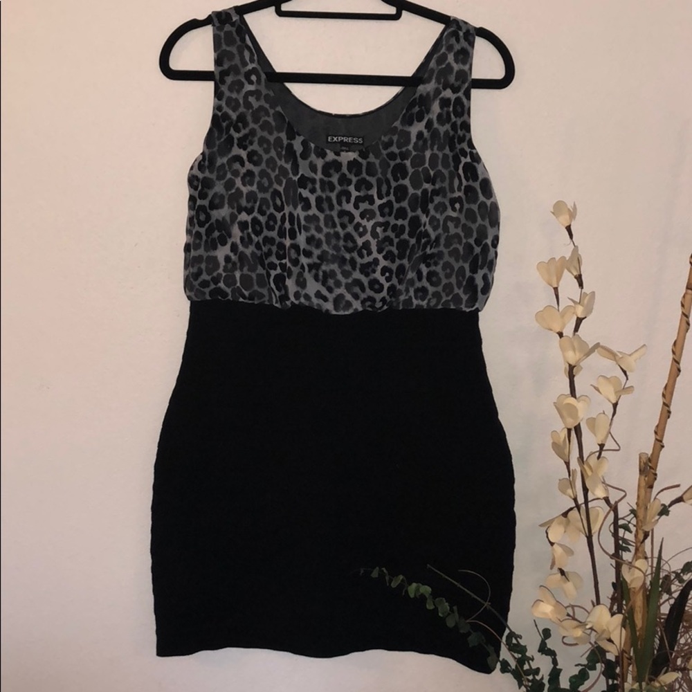 Gray and Black printed Dress